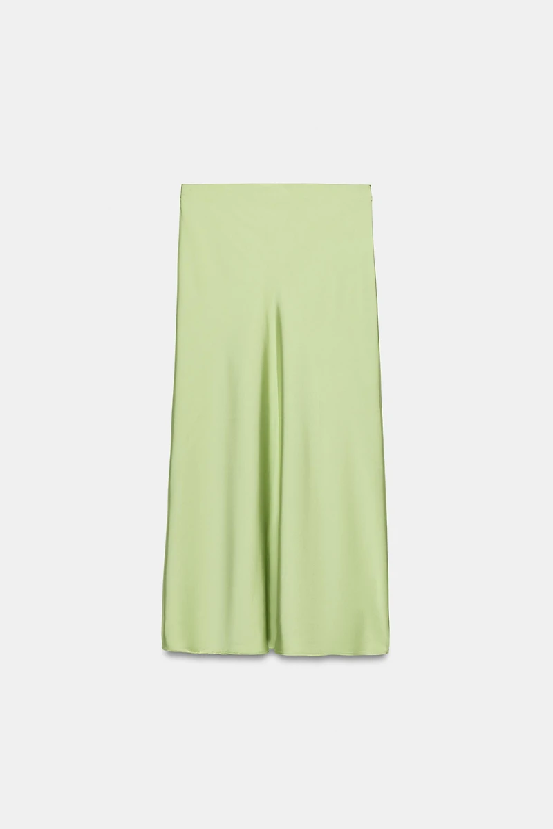 POLKA DOT SATIN EFFECT MIDI SKIRT