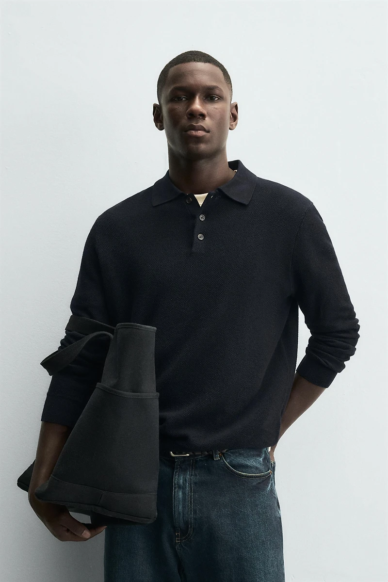 COTTON LYOCELL KNIT POLO SHIRT