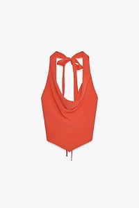 FLOWY DRAPED HALTER TOP