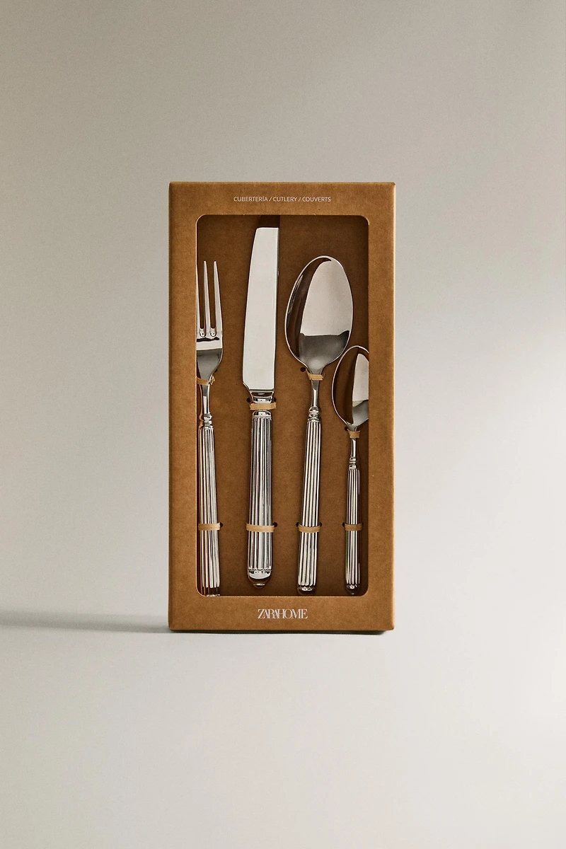 4-PIECE GROOVED STEEL FLATWARE SET
