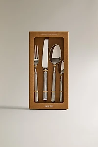 4-PIECE GROOVED STEEL FLATWARE SET