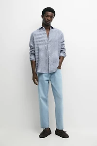 Chemise à rayures en lin regular fit