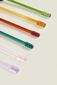 PACK OF MULTICOLORED BOROSILICATE GLASS SPOONS (PACK OF 6)