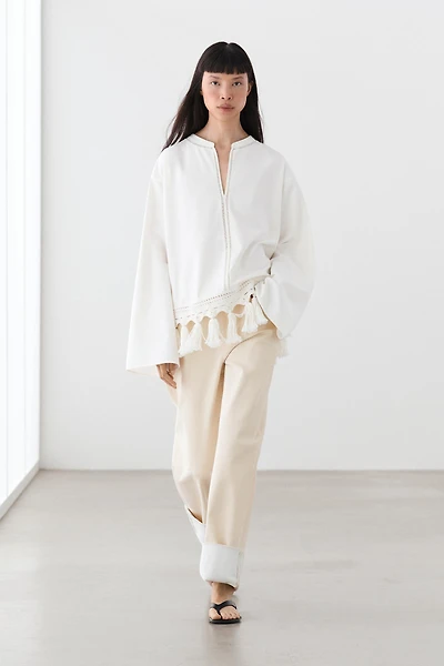 Blouse brodée à franges
