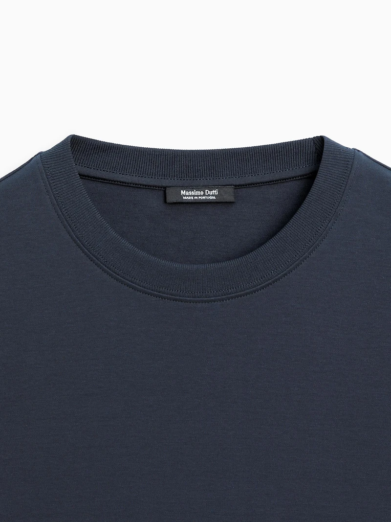 T-shirt interlock col rond 100 % coton