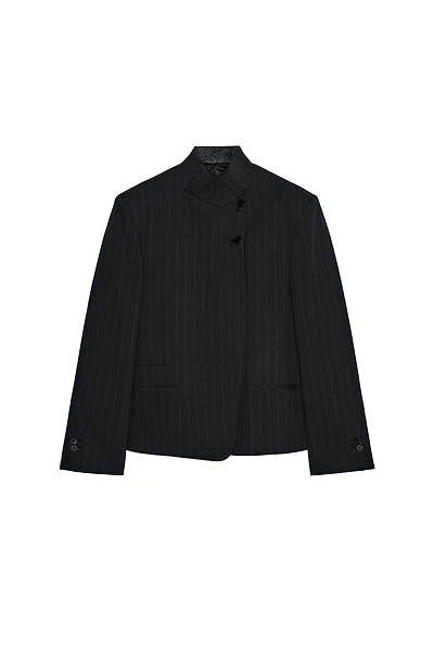 ZW COLLECTION PINSTRIPE HIGH NECK BLAZER