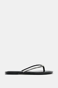 RHINESTONE FLAT SANDALS