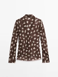 Flowing shirt with scarf collar