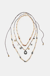 PACK OF 3 CORD NECKLACES WITH CHARMS AND JEWELS