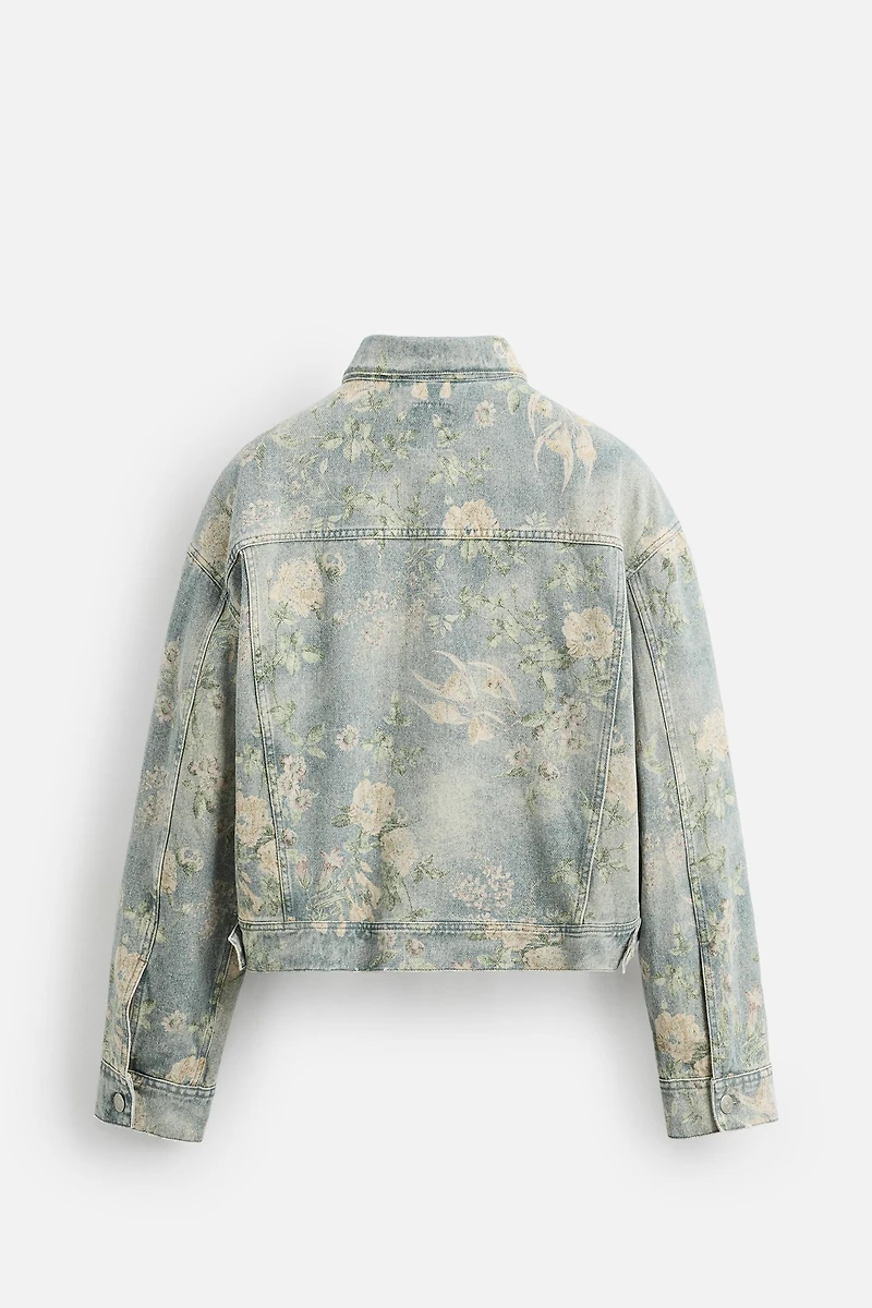 FLORAL PRINT DENIM JACKET