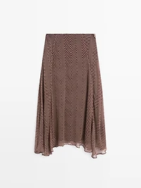 Geometric print flared midi skirt