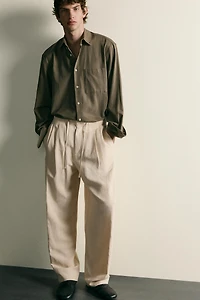 VISCOSE LINEN BLEND RELAXED FIT PANTS
