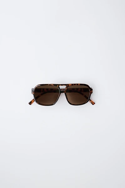 TORTOISESHELL EFFECT AVIATOR SUNGLASSES