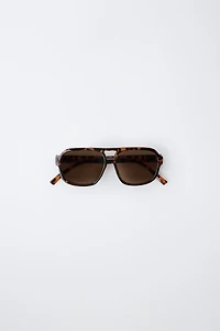 TORTOISESHELL EFFECT AVIATOR SUNGLASSES