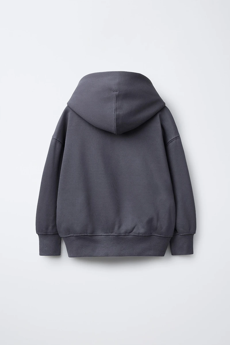 EMBROIDERED TEXT HOODIE SWEATSHIRT