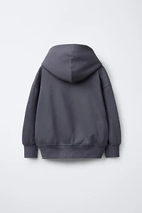 EMBROIDERED TEXT HOODIE SWEATSHIRT