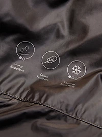 Water-repellent satin puffer jacket