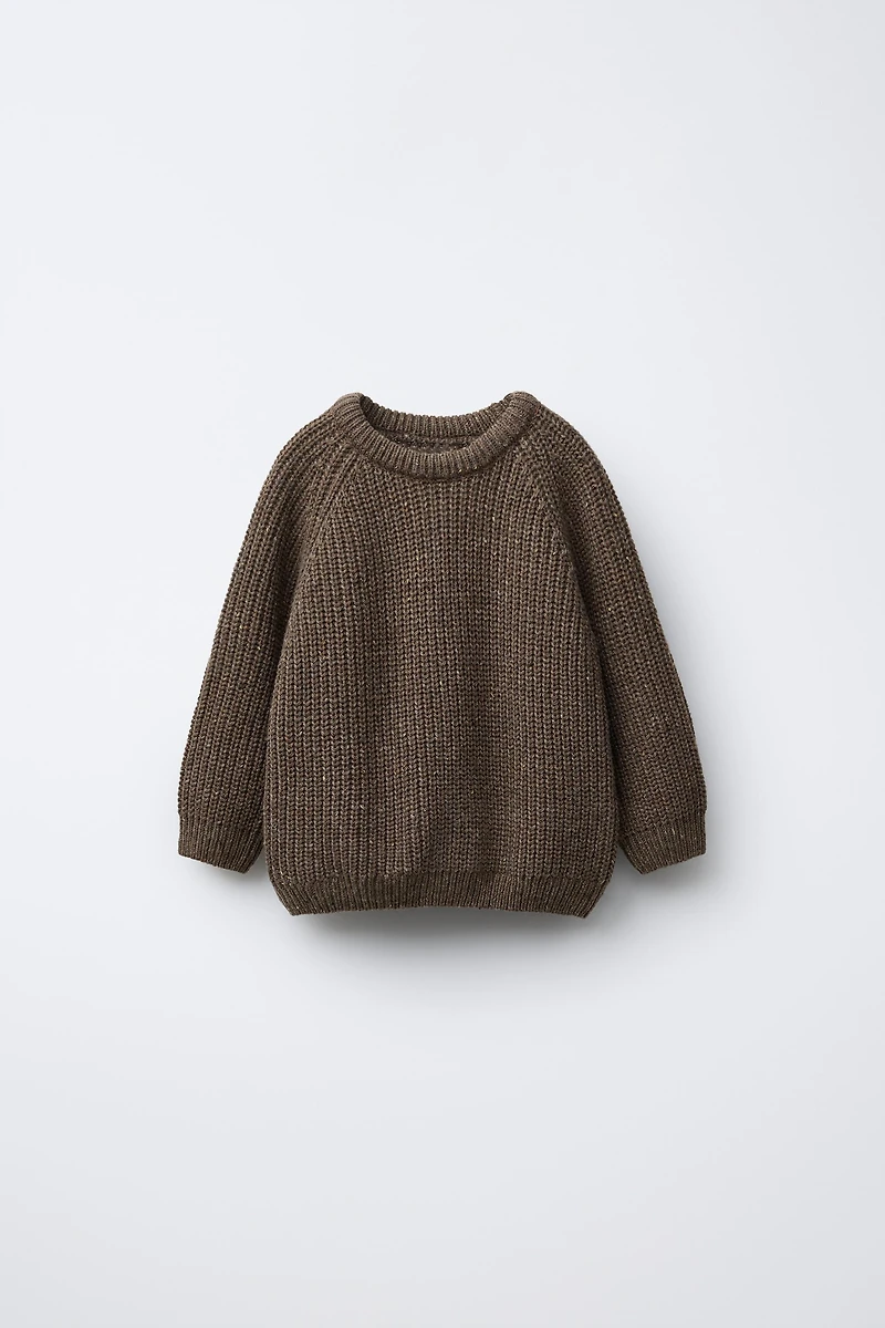 CHUNKY KNIT SWEATER WITH ELBOW PATCHES