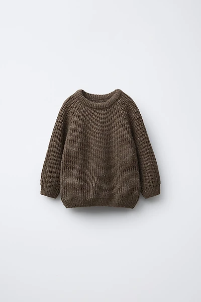 CHUNKY KNIT SWEATER WITH ELBOW PATCHES