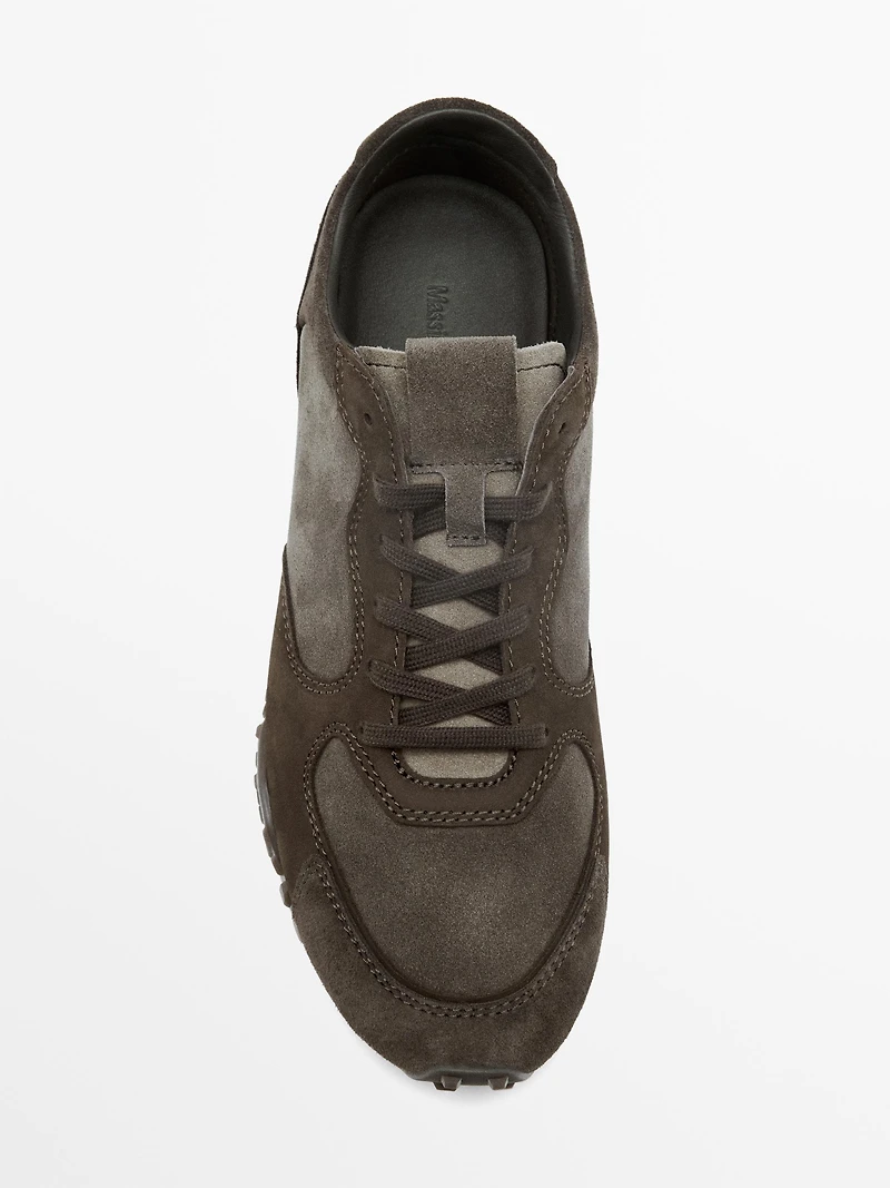 Contrast leather trainers