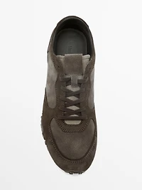 Contrast leather trainers