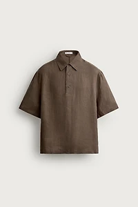 100% LINEN BOXY FIT POLO SHIRT