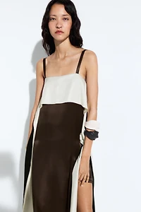 Flowing color-block midi dress