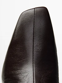 Bottes carrées en cuir marron