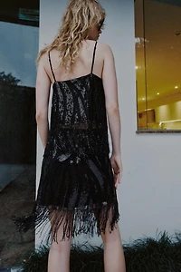 FRINGED SEQUIN TOP