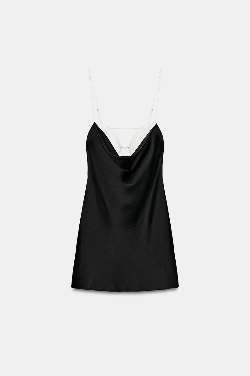 COMBINATION SATIN EFFECT MINI DRESS