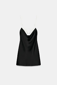 COMBINATION SATIN EFFECT MINI DRESS