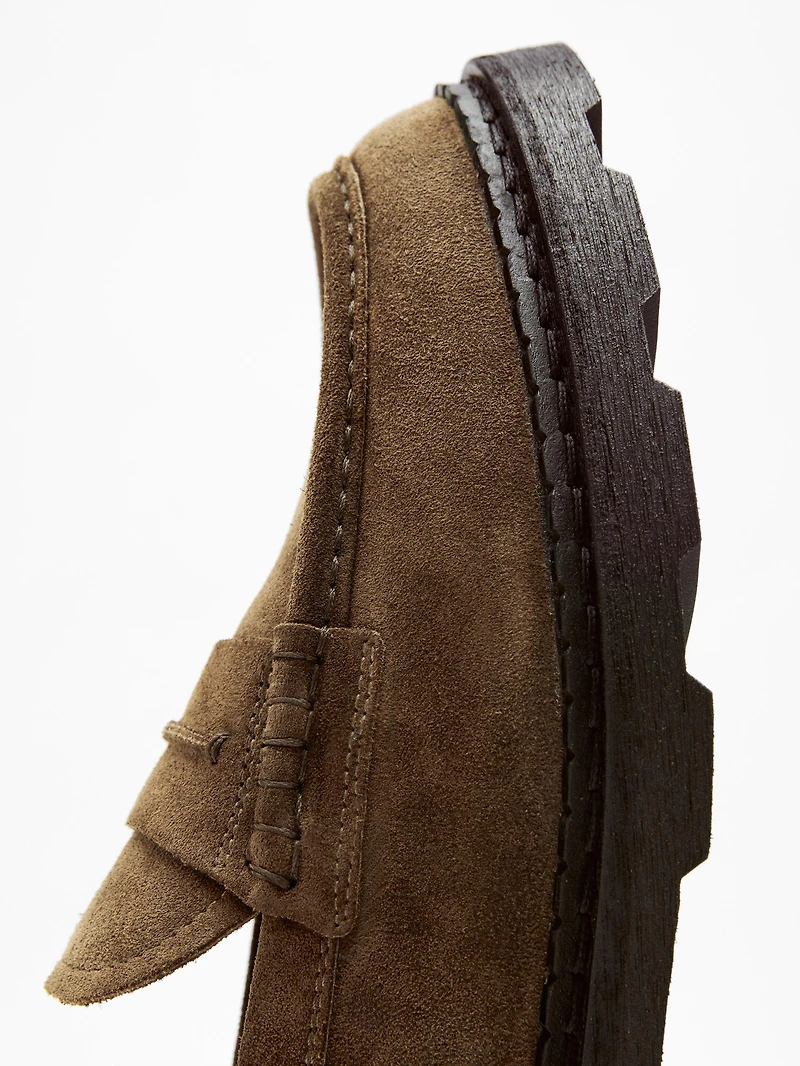 Leather track-sole loafers with penny strap