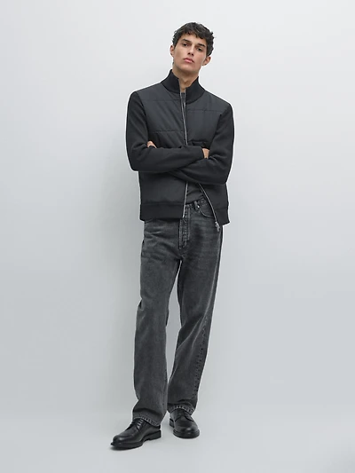 Contrast knit puffer jacket