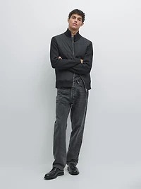 Contrast knit puffer jacket