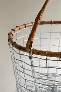 IRON AND RATTAN BASKET