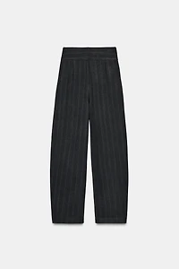 PLEATED STRIPED BALLOON PANTS