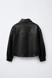 FAUX LEATHER OVERSHIRT WITH POCKETS