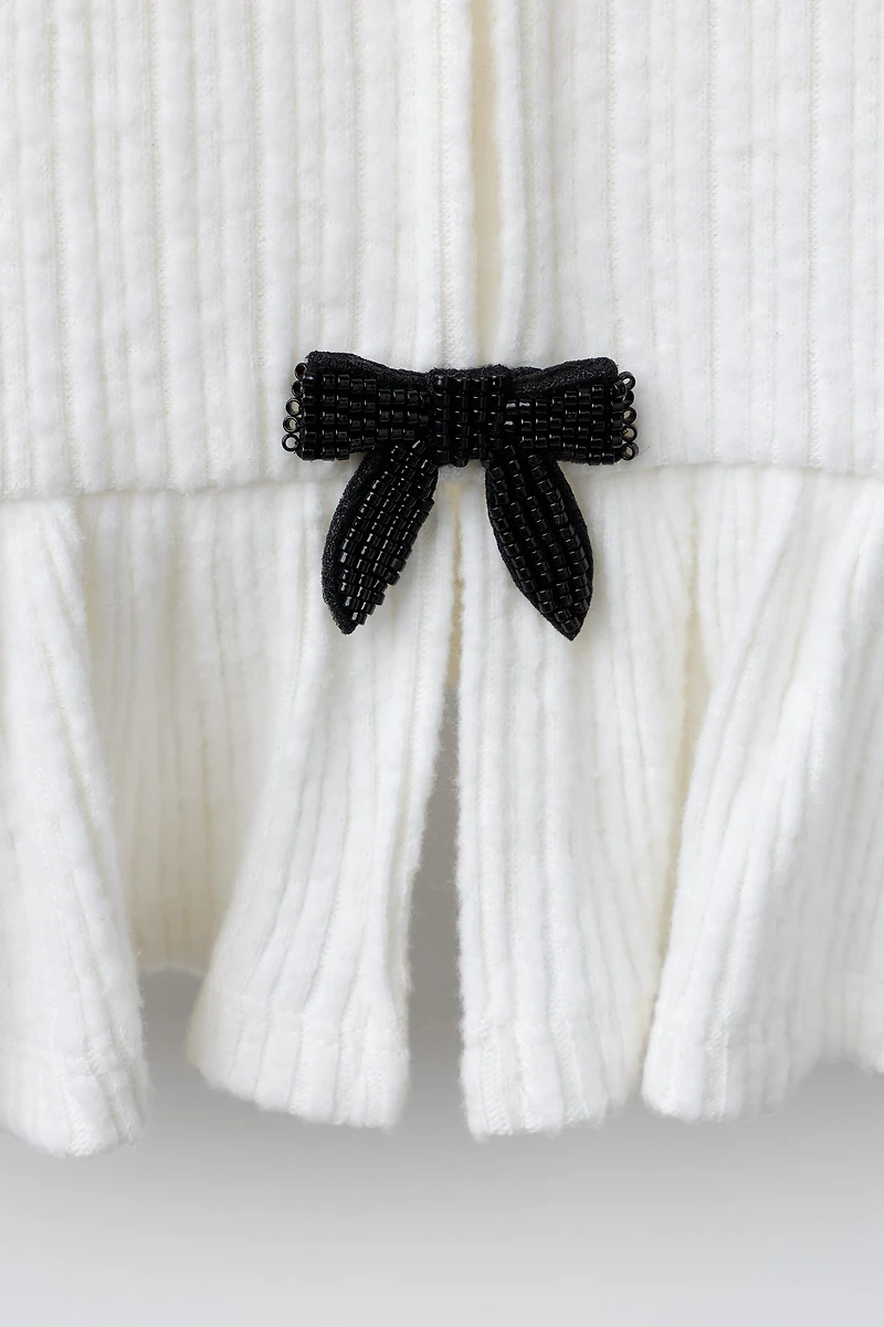 RIBBED SOFT TOUCH SHIRT WITH BOWS