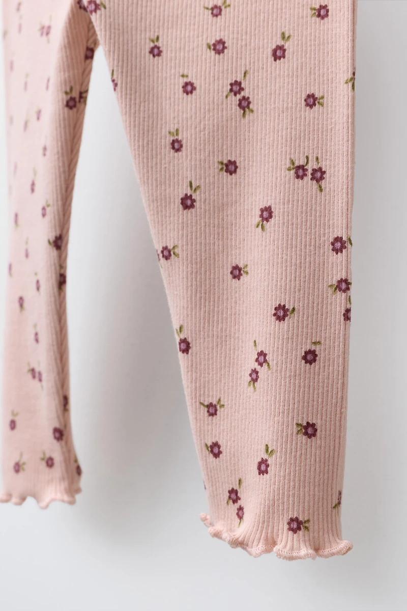 RIBBED FLORAL LEGGINGS