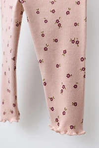 RIBBED FLORAL LEGGINGS