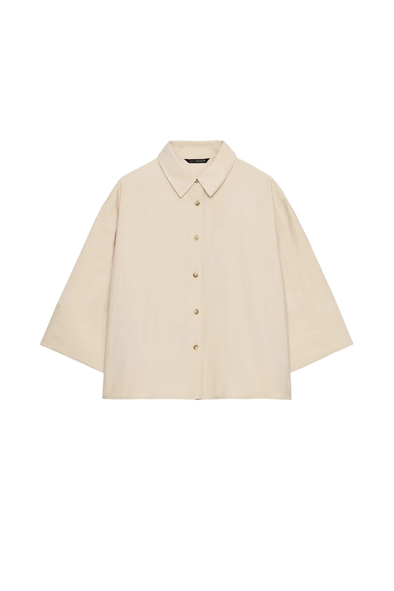 CROPPED WIDE SLEEVE SHIRT