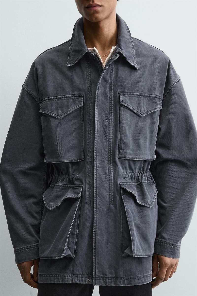 WASHED COTTON TEXTURED PARKA