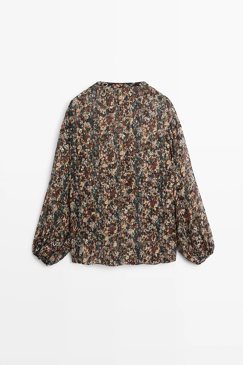 Floral print flowing shirt
