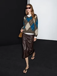 Wool blend argyle knit sweater
