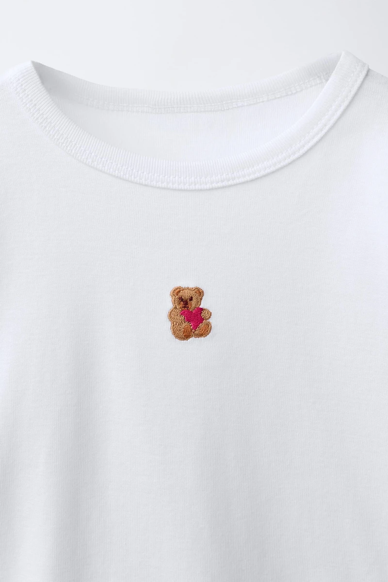 T-SHIRT À RAYURES ET MOTIF ANIMAL BRODÉ