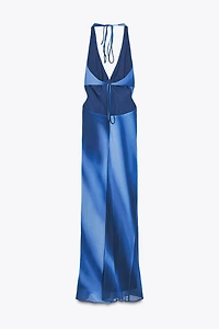 PRINTED HALTER LONG DRESS