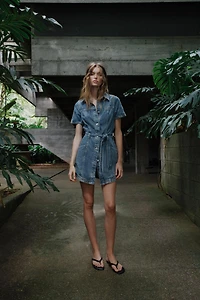 Z1975 BELTED MINI DENIM DRESS