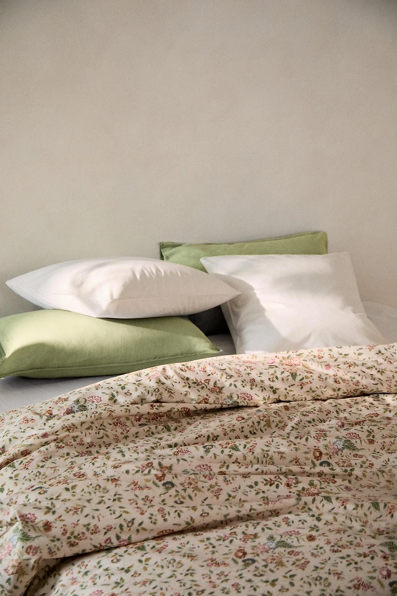 HOUSSE DE COUETTE SATIN FLEURIE (300 FILS)