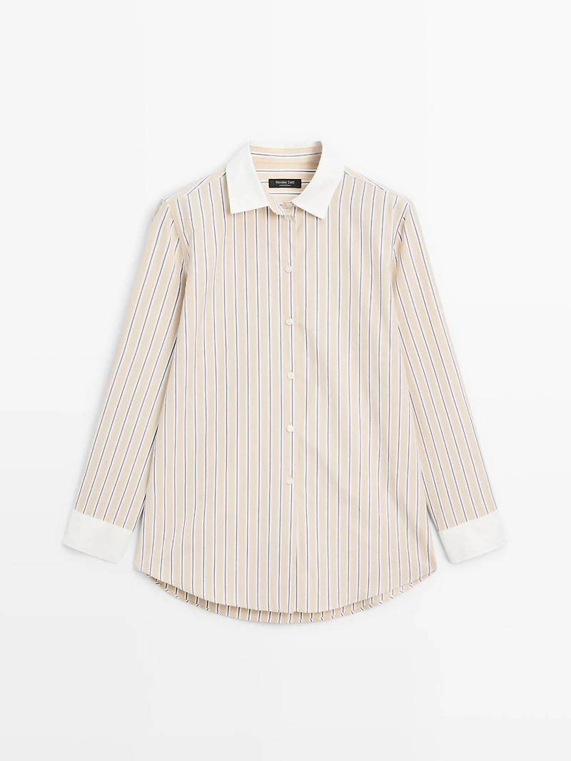Striped shirt with contrast detail