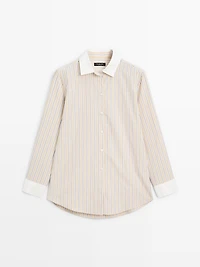Striped shirt with contrast detail